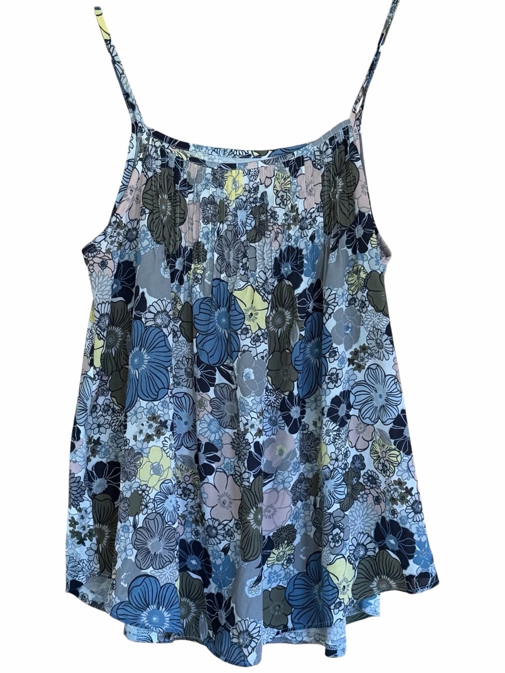 Loft Floral Spaghetti-Strap Swing Tank Top - Blue Multi